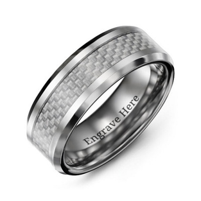 Männer Klar Carbon Fiber Inlay poliert Wolfram Ring