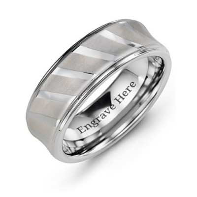 Herren Tungsten Ring mit Diagonal Brushed Stripes