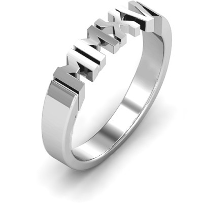 Sterling Silber 2015 römische Ziffer Abschluss Ring