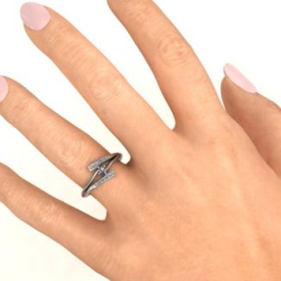 Sterling Silber Doppel Bypass Kanal Set Accent Ring