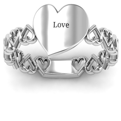 Sterling Silber Engravable Ausschnitte Herz Ring