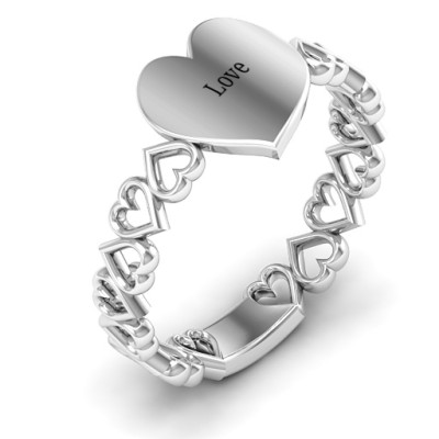 Sterling Silber Engravable Ausschnitte Herz Ring