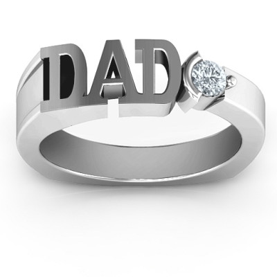 Sterling Silber Greatest Dad birthstone Ring der Männer mit Peridot (simuliert) Stein