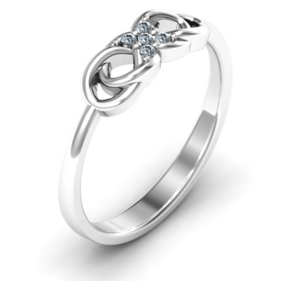 Sterling Silber Infinity Knoten Ring mit Akzenten
