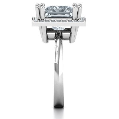 Sterling Silber Princess Cut Cocktail Ring mit Halo