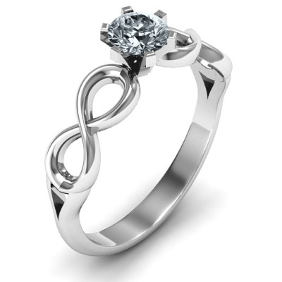 Sterling Silber Solitaire Infinity Ring