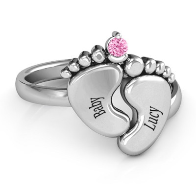 Sterling Silber Toe tally In Love Engravable Birthstone Abdruck Ring