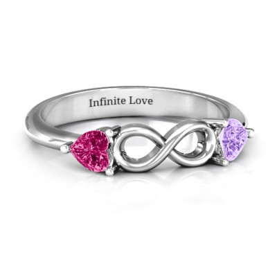 Sterling Silber Zwei Herzen to Infinity Ring