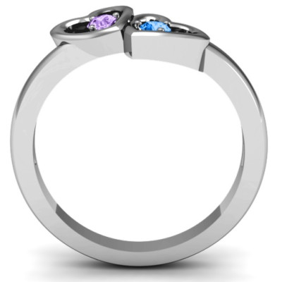 custom made Doppel Herzen eingraviert Ring