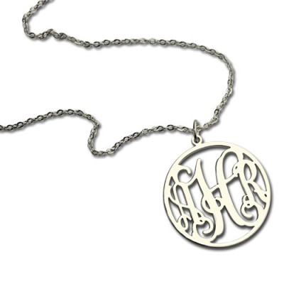 Sterling Silber Kreis Monogramm Halskette