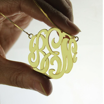 18 karätigem Gold überzogen große Monogramm Halskette Handbemalte