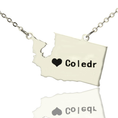 Washington State USA Karte Halskette mit HeartName Silber