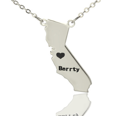California State Shaped Halsketten mit HeartName Silber