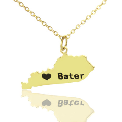 Benutzerdefinierte Kentucky State geformte Halskette mit HeartName Gold überzogen