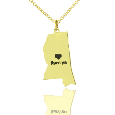Mississippi State geformte Halskette mit HeartName Gold überzogen