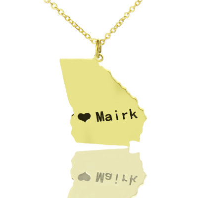 Individuelles Georgia State geformte Halskette mit HeartName Gold überzogen
