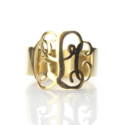 Solid Gold personifizierte Monogramm Ring