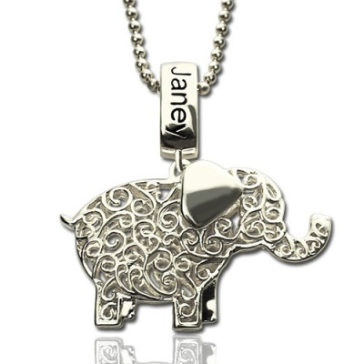 Elefant Charme Halskette mit NameBirthstone Sterling Silber