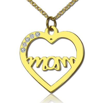 Mütter Herz Halskette mit 18 Karat Gold überzogen Geburtsstein