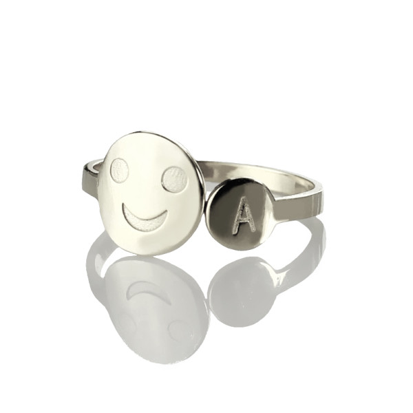 personifizierte Lächeln Ring mit Initial Sterling Silber