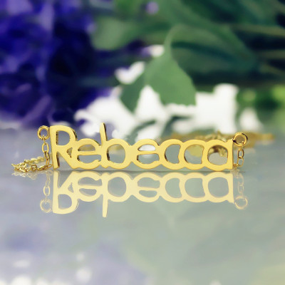 Typenschild Halskette 18ct Gold Plating "Rebecca"