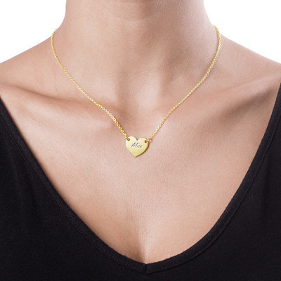 18ct Gold überzogener Herz Halskette mit Gravur