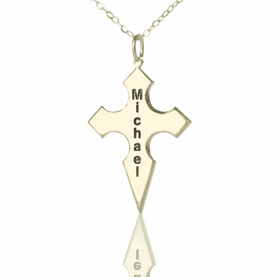 Silber konische Form Kreuz Name Halskette