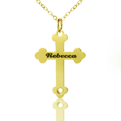 18ct Gold Silber 925 Rebecca Front Kreuz Name Halskette