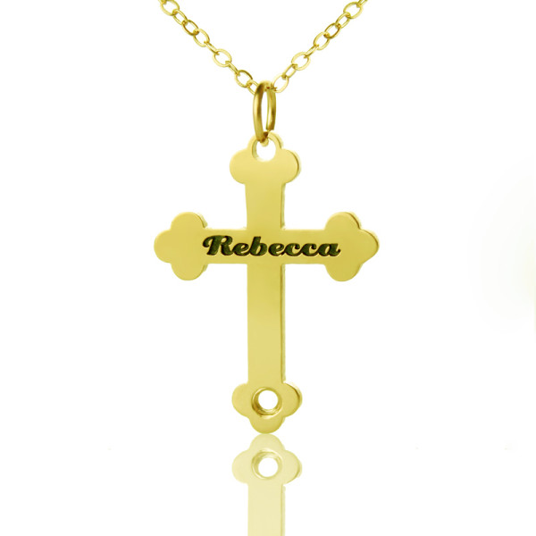 18ct Gold Silber 925 Rebecca Front Kreuz Name Halskette