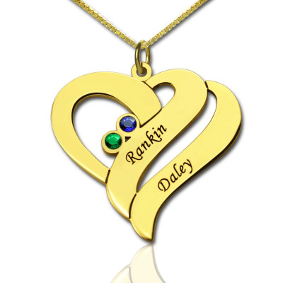 Zwei Herzen für immer eine Liebe Halskette 18 karätigem Gold überzogen