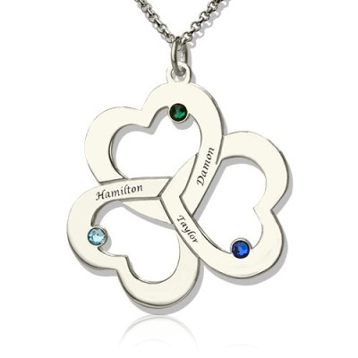 personifizierte Drei Dreifache Herz Kleeblatt Halskette mit Namen