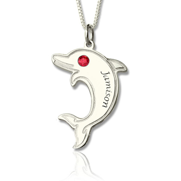 Dolphin Halskette mit BirthstoneName Sterling Silber
