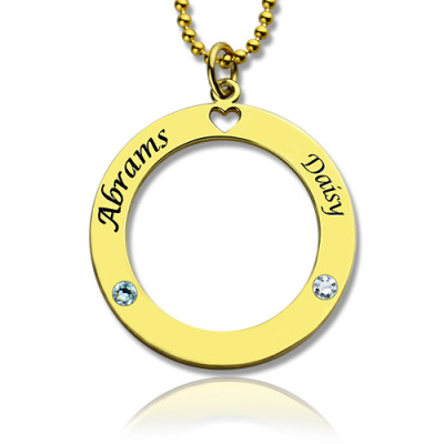 Circle of Liebe Namenskette mit 18 karätigem Gold überzogen Geburtsstein Silber