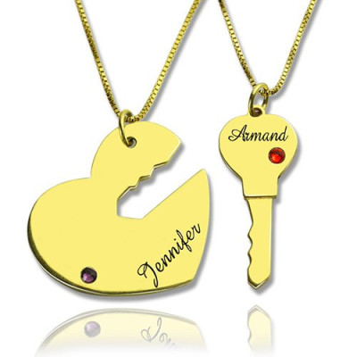 Schlüssel zu meinem Herzen Paar Namensanhänger Ketten Gold 