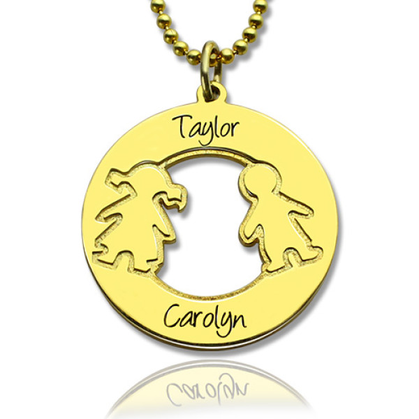 Kreis Halskette Gravierte Kinder Name Charms 18 karätigem Gold überzogen Silver925