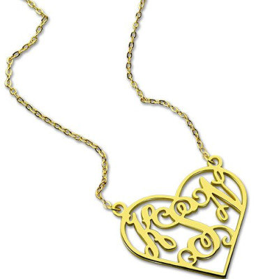 Neutraler Herz Monogramm Halskette 18 karätigem Gold überzogen