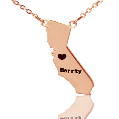 California State geformte Halskette mit HeartName 18ct Rose Gold überzogen
