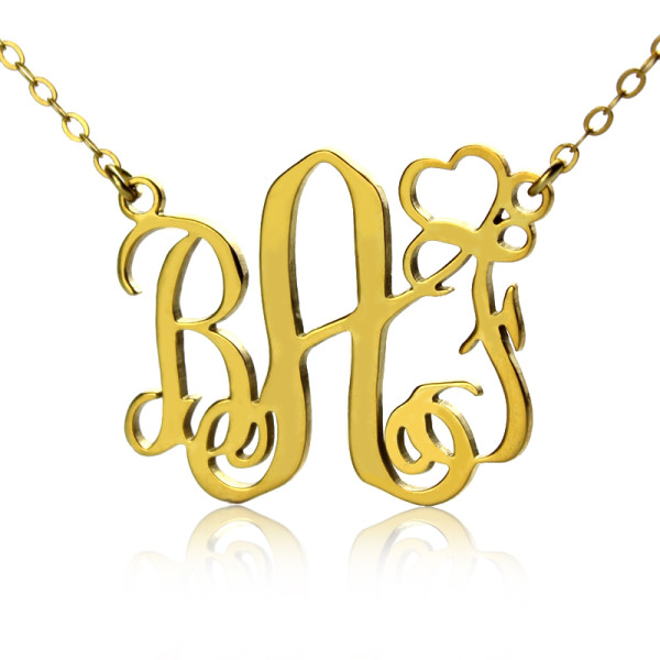 personifiziertes Initialen Monogramm Halskette 18ct Solid Gold mit Herzen