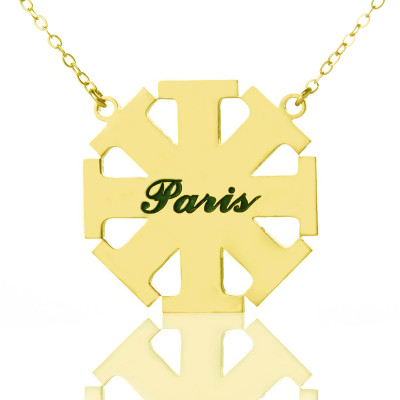 Customized Kreuz Halskette mit dem Namen 18 karätigem Gold überzogen 925 Silber