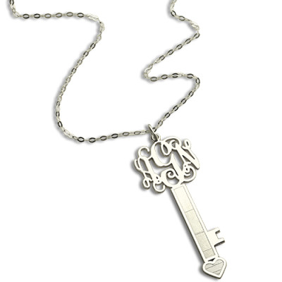 personalisierte Schlüssel Halskette aus Sterling Silber mit Monogramm
