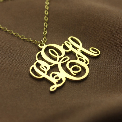 personalisierte Rebe Font Initialen Monogramm Halskette 18 karätigem Gold überzogen