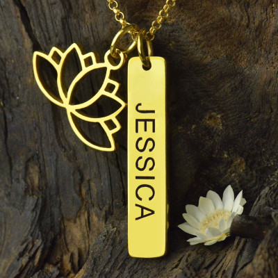 Yoga Lotus Blumen Bar Halskette 18 karätigem Gold überzogen