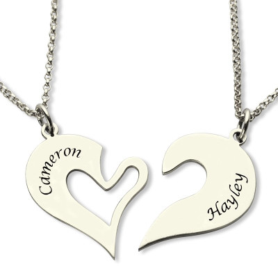 personifizierte Zerbrechliche Herz Namen Halskette für Paare Silber