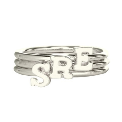 personifizierte Damen Midi Initial Ring Sterling Silber