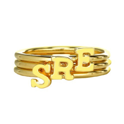 Benutzerdefinierte Midi Anfangsbuchstabe Ring 18 Karat Gold überzogen