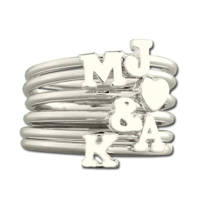 Stapelbare Midi Initial Ring Sterling Silber