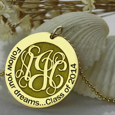 Folgen Sie Ihren Träumen Disc Monogramm Halskette 18 karätigem Gold überzogen