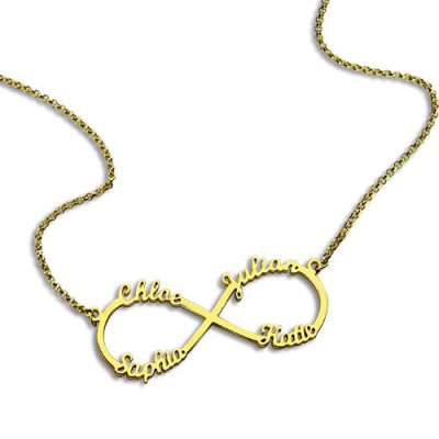 Benutzerdefinierte 18 karätigem Gold überzogen Unendlichkeit Halskette 4 Namen
