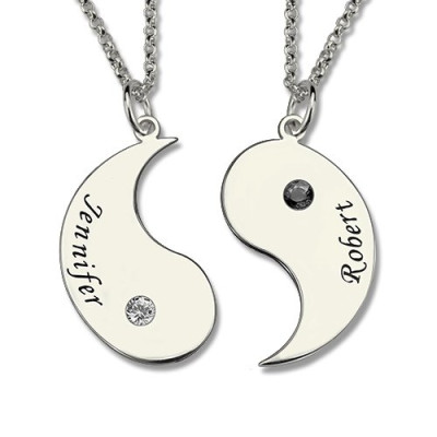 Geschenke für HimHer Yin Yang Halskette Set mit NameBirthstone