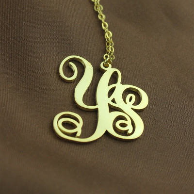 personalisierte 18 karätigem Gold überzogen Rebe Schriftart 2 Initialen Monogramm Halskette